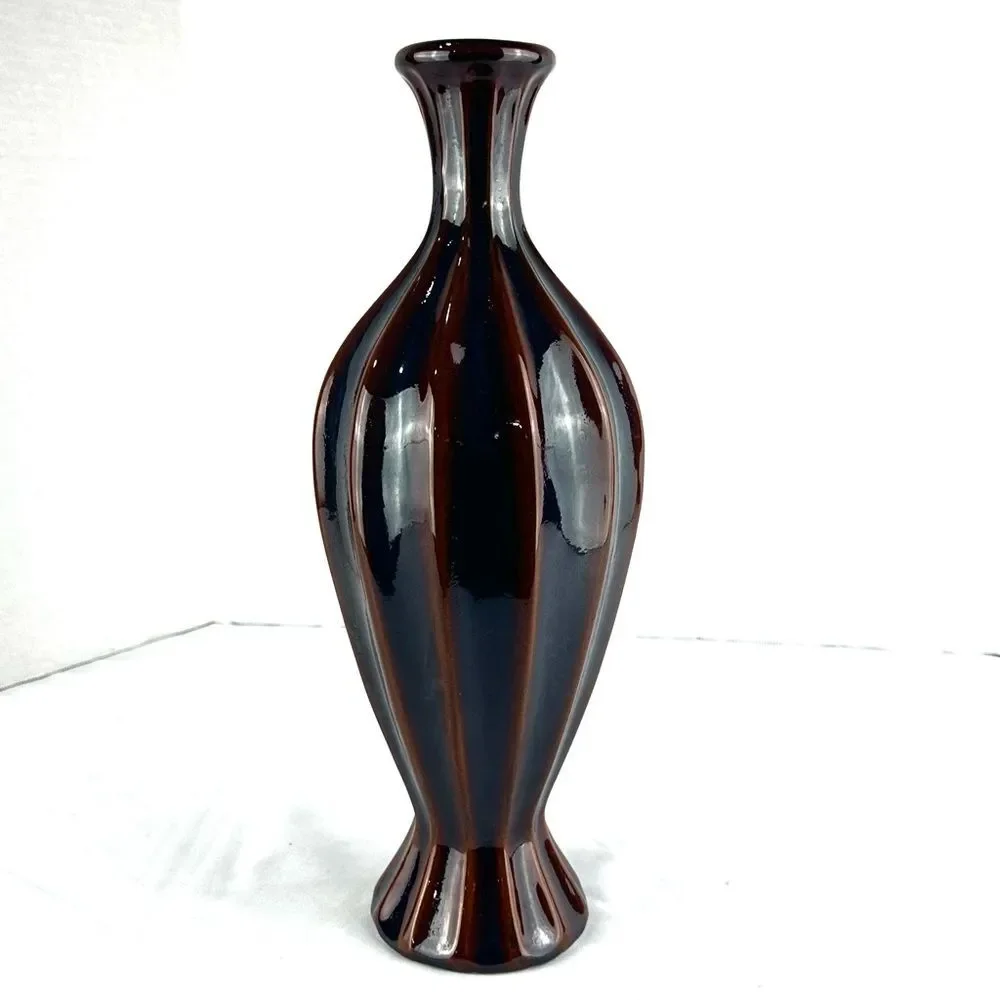 Kindra Vase Ginger Medium Brown and Iridescent Blue/Purple